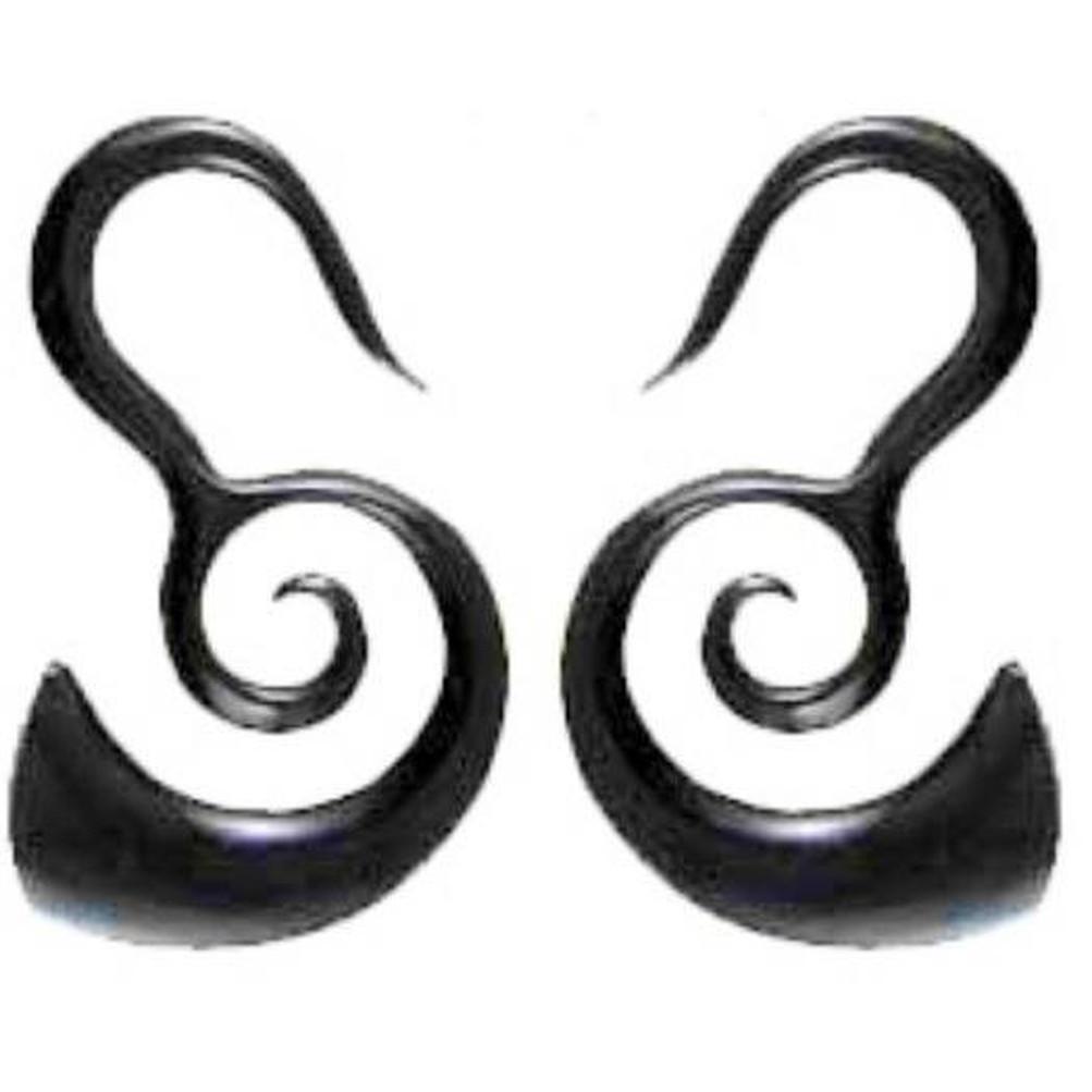 Organic Body Jewelry :|: Borneo Spirals, black, horn. 6g Organic Body Jewelry. | Gauges