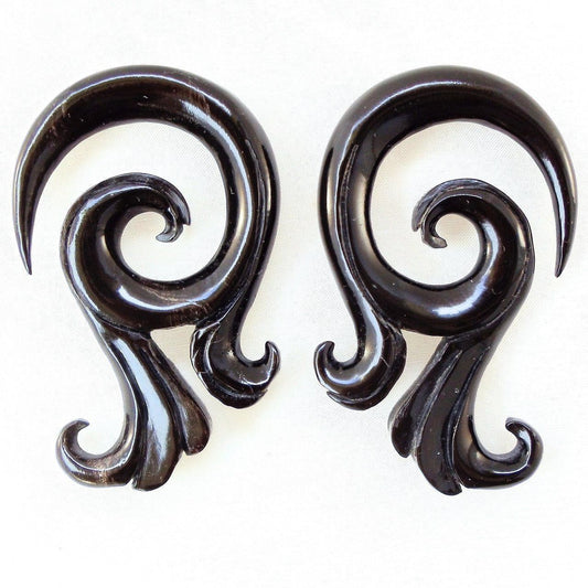 Large Black Body Jewelry | Wood or horn gauge earrings. | Body Jewelry :|: Talon. Black 0 gauge earrings.