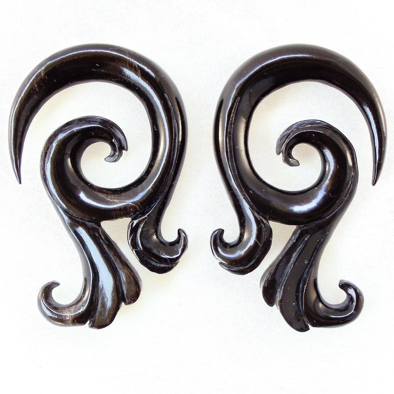 0 Gauge Earrings :|: Celestial Talon. Black Horn 0 gauge body jewelry. | Gauges