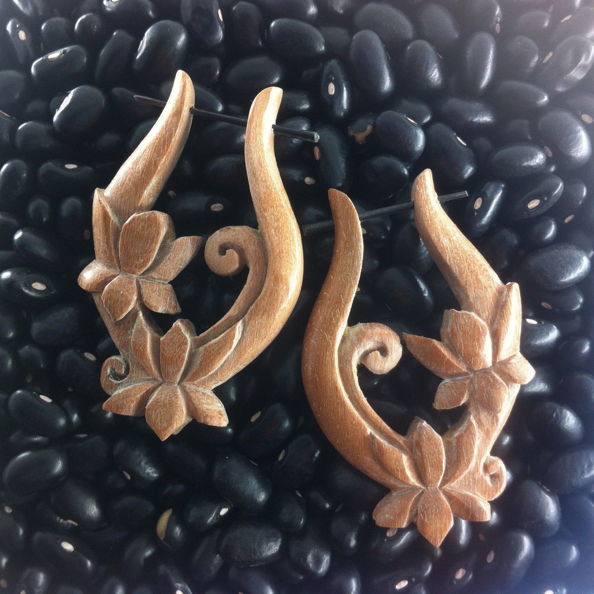 Natural Jewelry :|: Lotus Vine. Hoop Earrings. Natural Hypoallergenic Jewelry. | Wood Earrings
