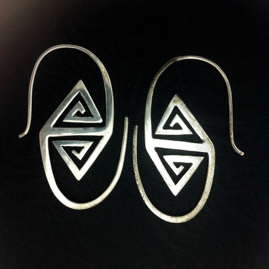 Draft Tribal Earrings | Tribal Jewelry :|: Sterling Silver Earrings | Tribal Earrings