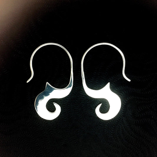 Silver Natural Earrings | Tribal Earrings :|: Delicate earrings. sterling silver, 925 tribal earrings.