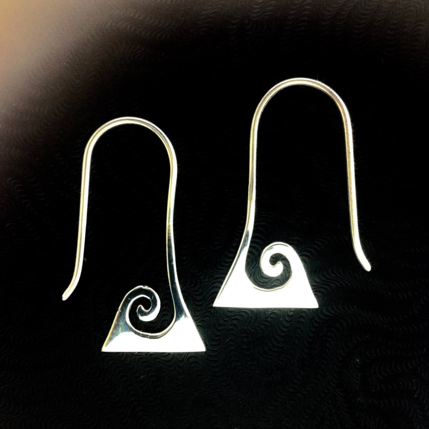 Tribal Earrings :|: Triangle Curve. sterling silver, 925 tribal earrings.