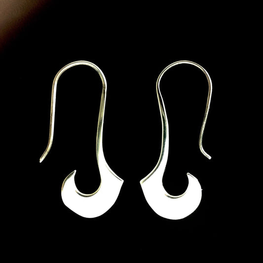 Metal Boho Jewelry | Tribal Earrings :|: Hooked. sterling silver with copper highlights earrings.