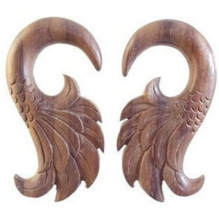Wood Body Jewelry :|: Wings. 0 gauge, Rosewood Earrings. | Gauges
