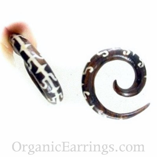 Natural Spiral Body Jewelry | Gauged Earrings :|: Rosewood Spirals, 2 gauge | Spiral Body Jewelry