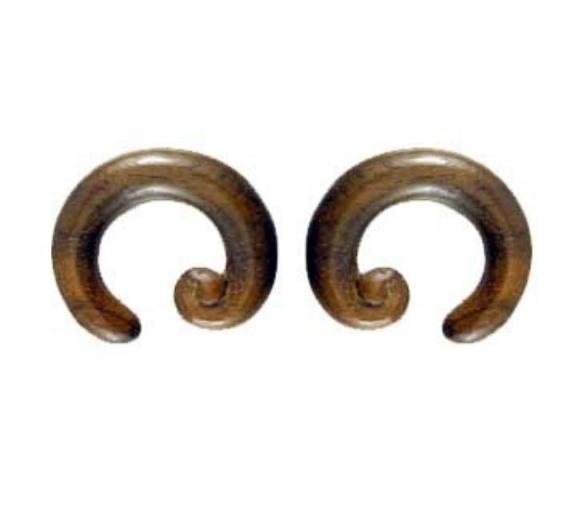 Body Jewelry :|: Spiral Hoop. Tropical Wood 00g gauge earrings.