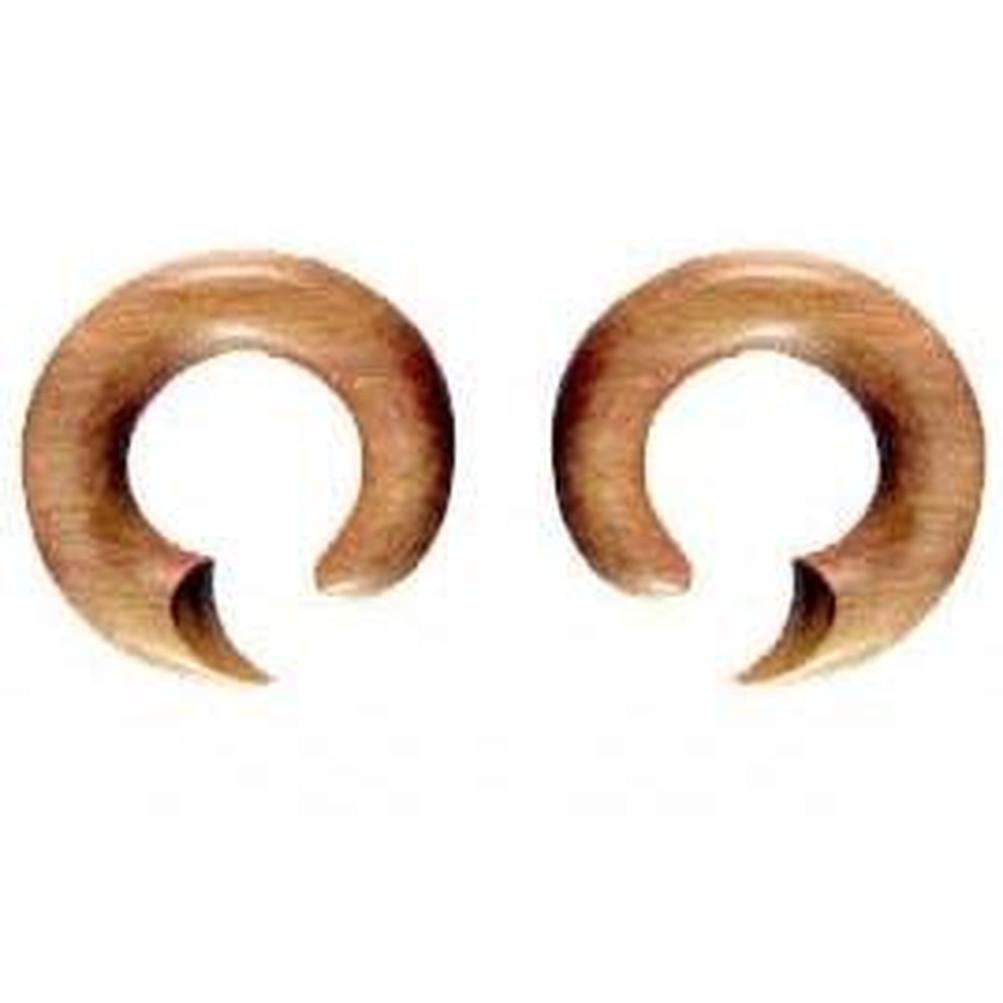 0 Gauge Earrings :|: Talon Hoop. Sapote Wood 0g, Organic Body Jewelry. | Wood Body Jewelry