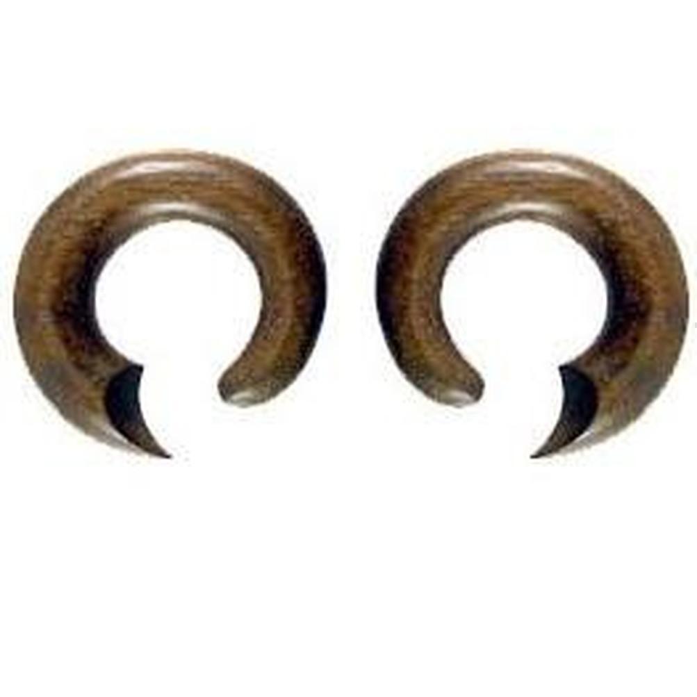0 Gauge Earrings :|: Talon Hoop. Rosewood 0g, Organic Body Jewelry. | Wood Body Jewelry