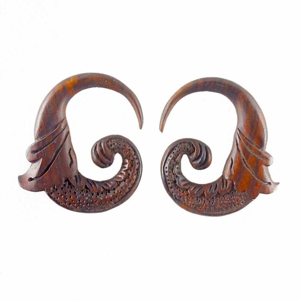 Wood Body Jewelry :|: Nectar Bird. 4 gauge Rosewood Earrings. 1 3/4 inch W X 1 3/4 inch L | Gauges