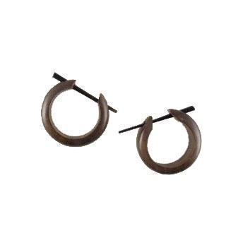 Wood Earrings :|: Basic Medium Hoops, Hibiscus Wood, 3/4 inch W x 3/4 inch L. | Wooden Hoop Earrings