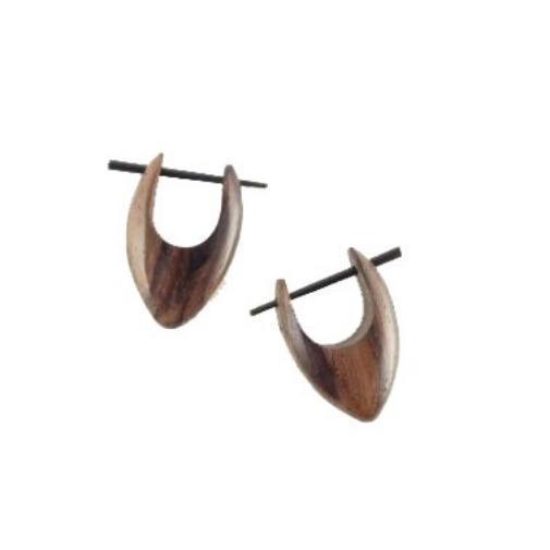 Wood Earrings :|: Basic Drop Point Hoops. Wood Earrings. Natural Rosewood, Handmade Wooden Jewelry. | Wooden Hoop Earrings