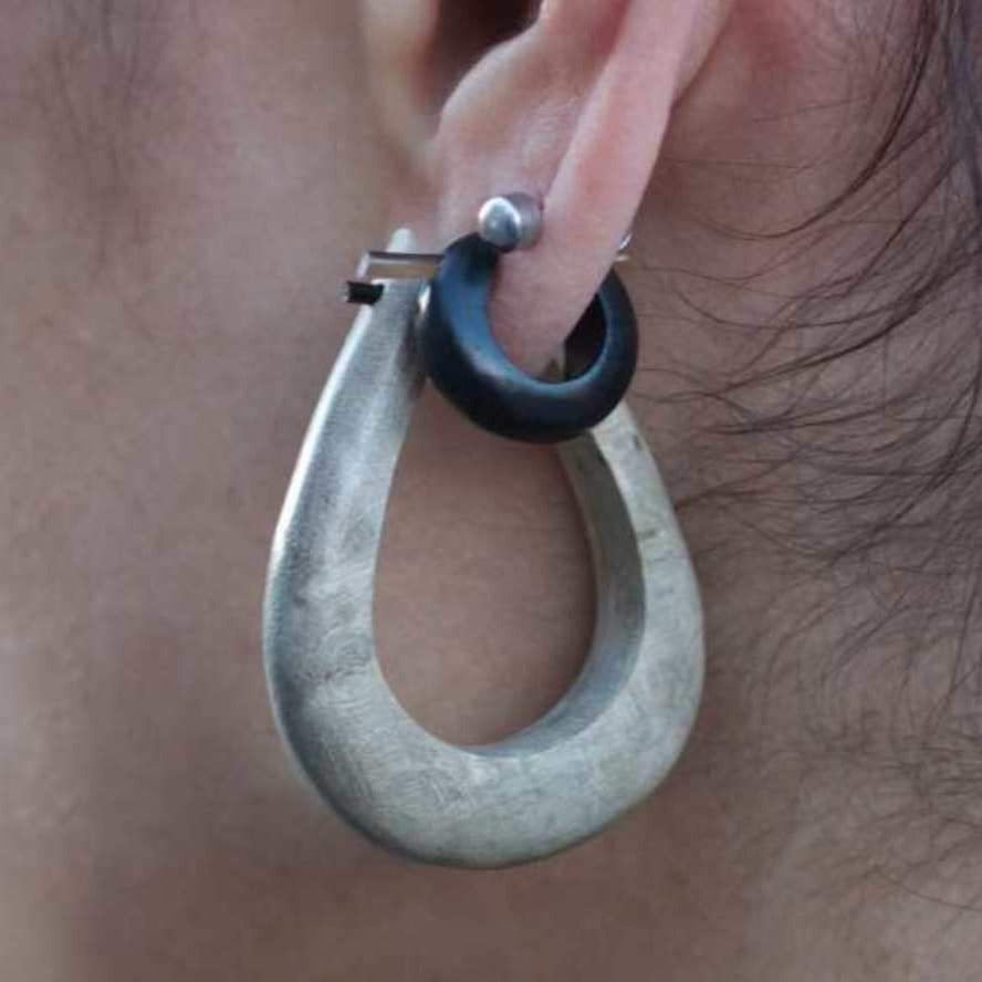 tribal hoop earrings, wood. metal-free