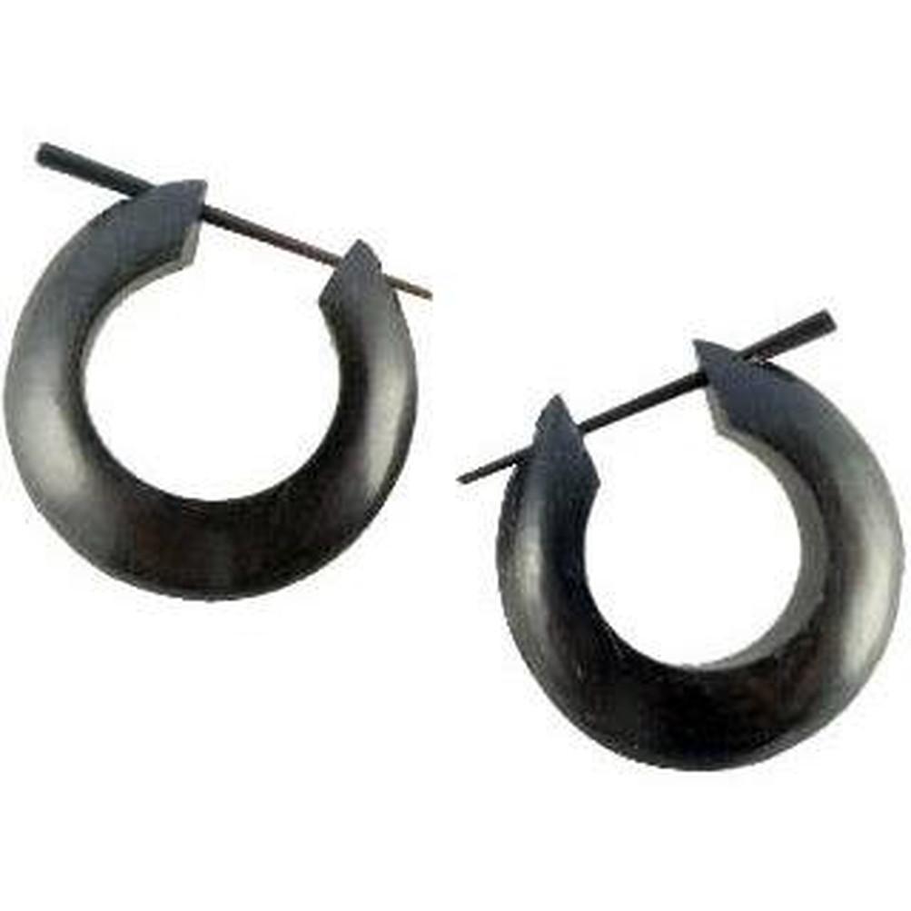 Wood Earrings :|: Ebony Wood Earrings, 1 inches W x 1 inches L. | Hoop Earrings