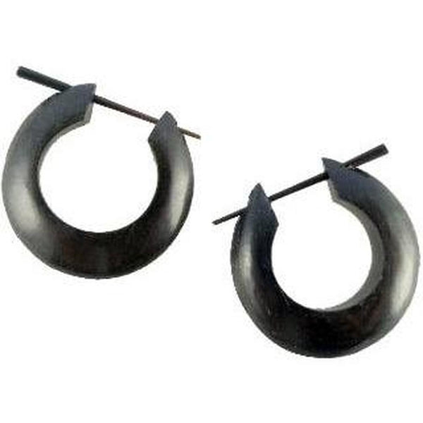 Black Hoop Earrings  Basic hoop. Black Horn Hoop Earrings.