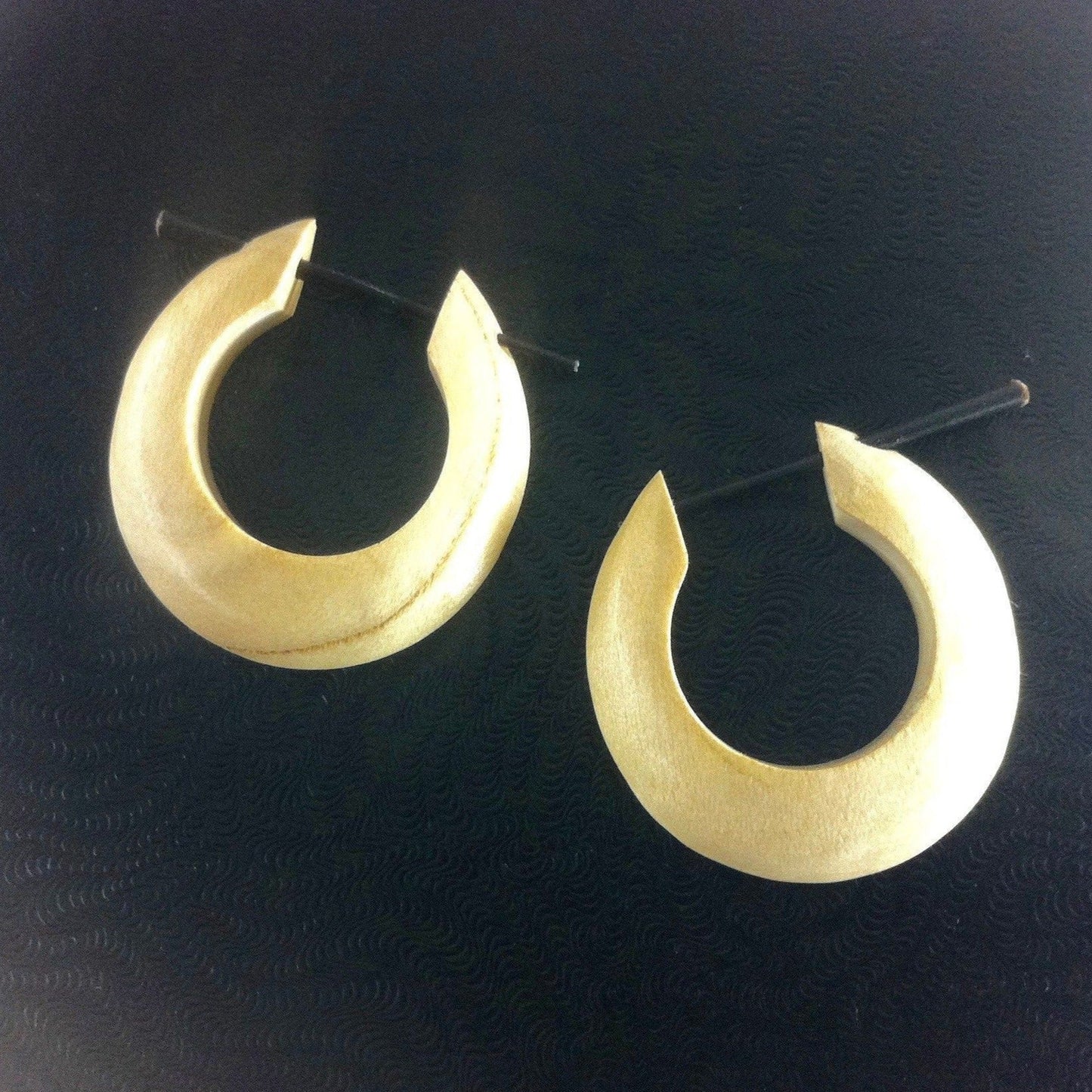 Wood Jewelry :|: Medium Large Hoop Earrings, light wood.