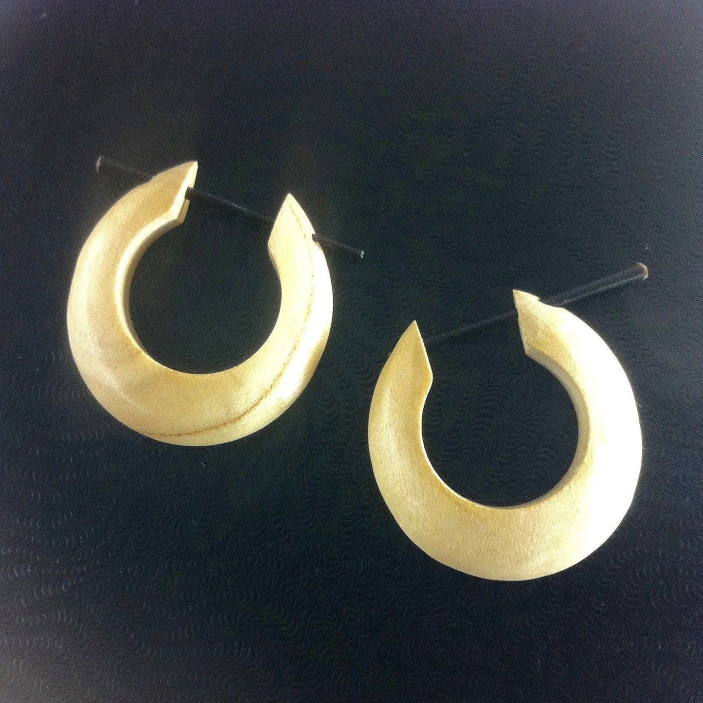 Wood Earrings :|: Medium Large Basic Hoops, ivorywood1 inch W x 1 inch L. | Wooden Hoop Earrings