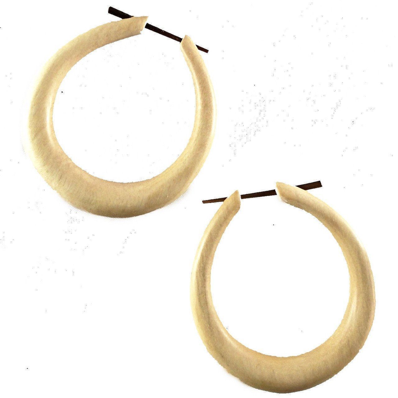 big light wood hoop earrings