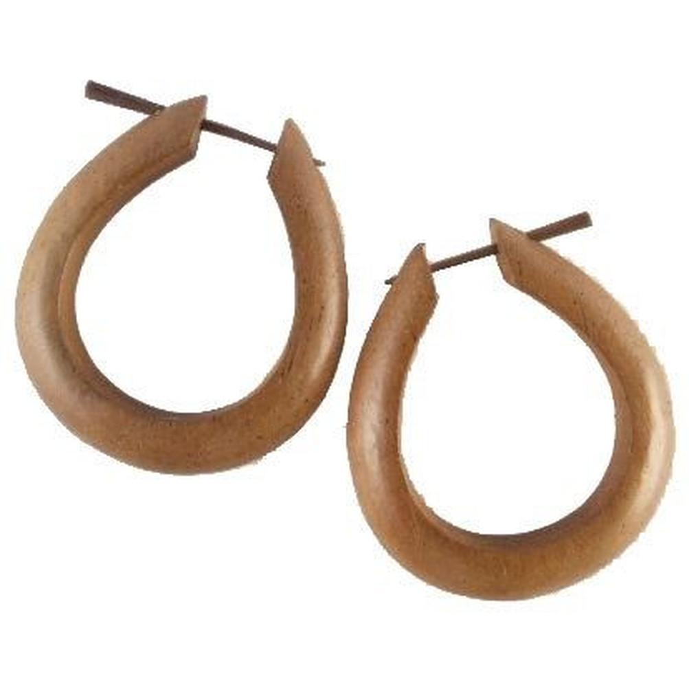 hoop earrings, wood. Metal-free. tribal hippie