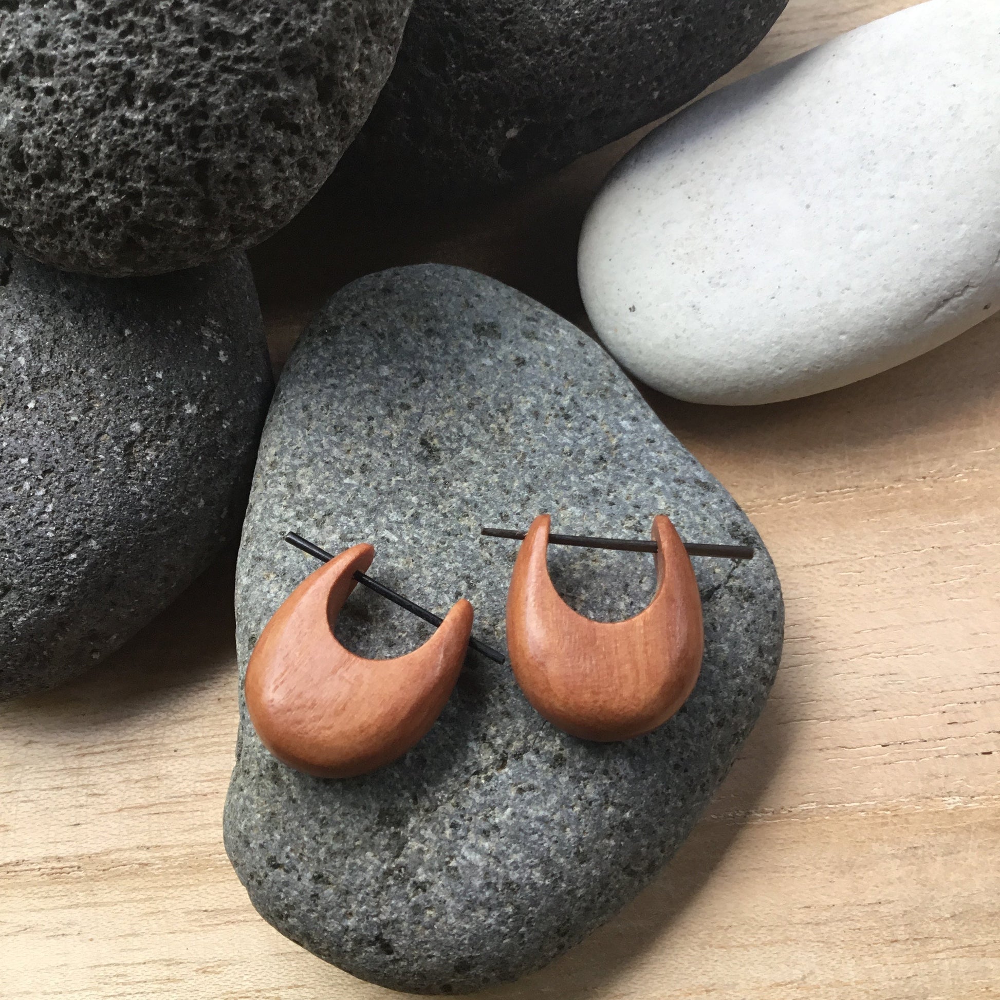 wood hoop earrings.