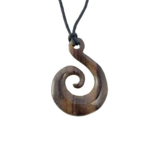 Organic Carved Jewelry and Earrings | Wood Jewelry :|: Rosewood Earrings, Sprial of Life pendant. | Tribal Jewelry 