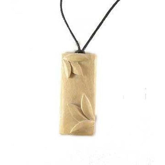 Brown Custom Wood Jewelry | Wood Jewelry :|: Silken Ivorywood pendant. Bamboo | Tribal Jewelry 