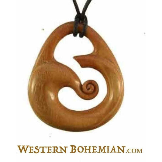 Necklaces Earth tone jewelry | Wood Jewelry :|: Sapote Wood Earrings Pendant | Tribal Jewelry 