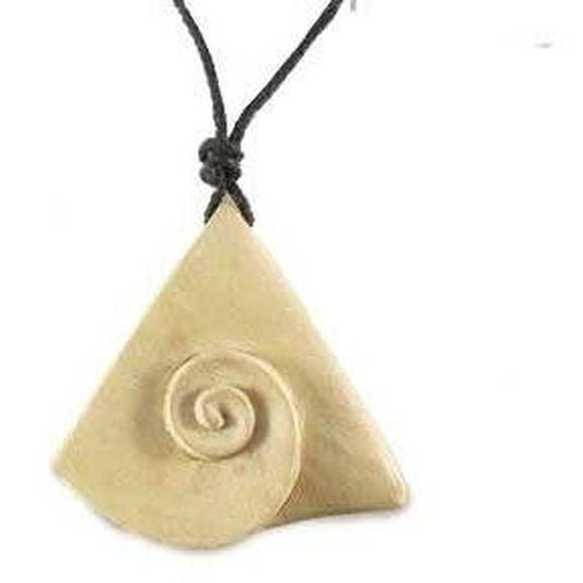 Necklaces Tropical Wood Jewelry | Wood Jewelry :|: Silken Ivorywood pendant. Inner Spiral | Tribal Jewelry 
