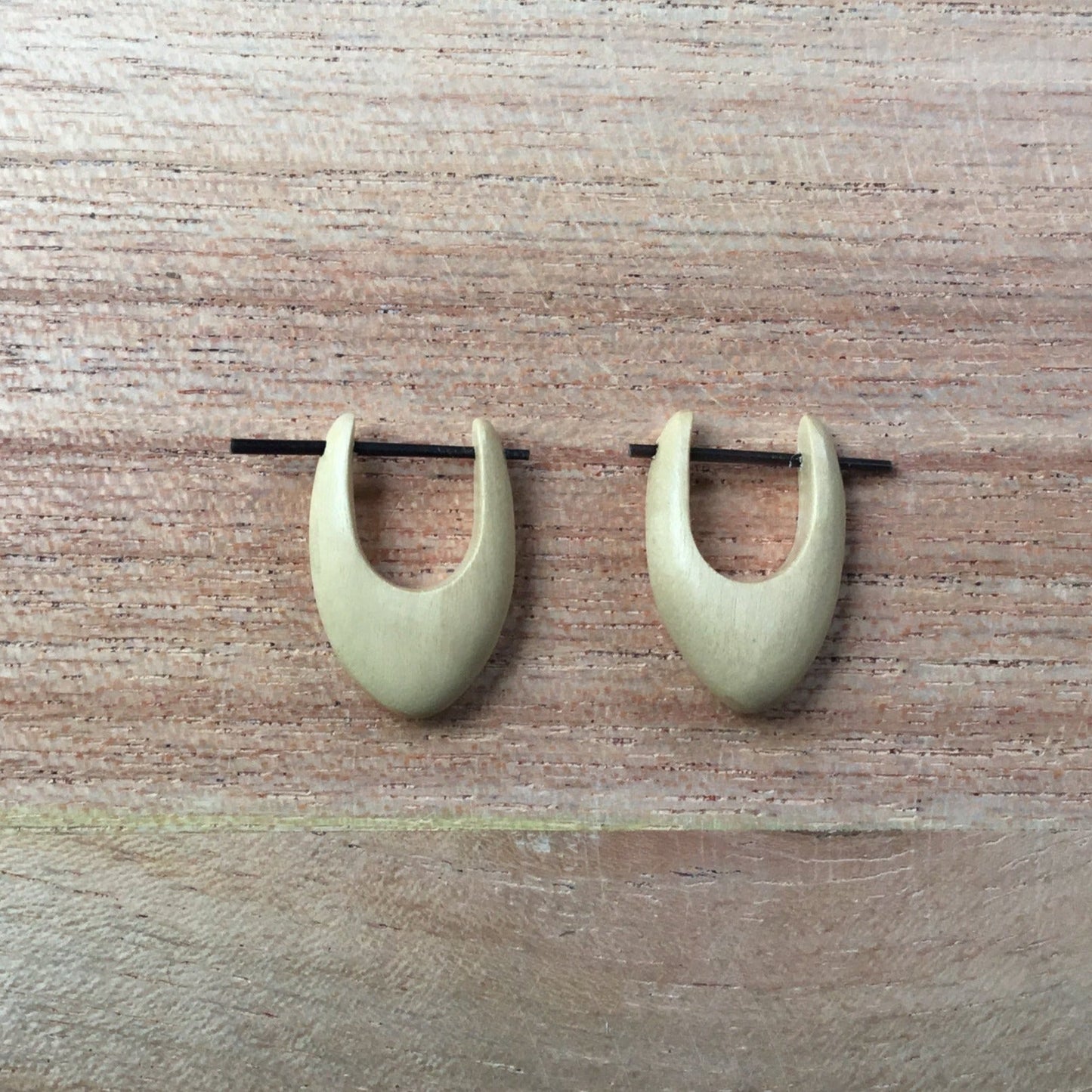 wood post earrings.