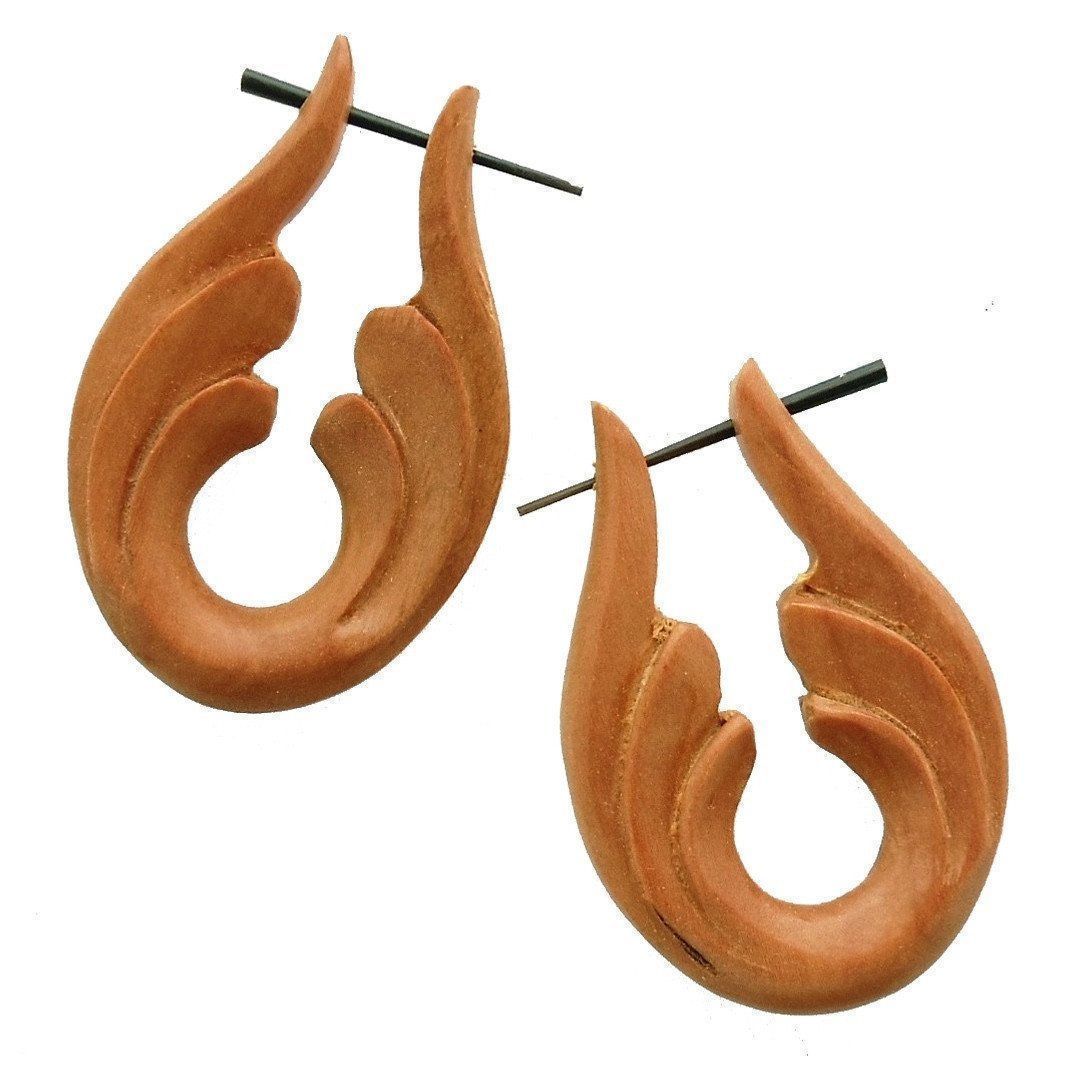 Wood Earrings :|: Beginning, Sapote Wood Earrings. Natural Jewelry. | Wooden Earrings