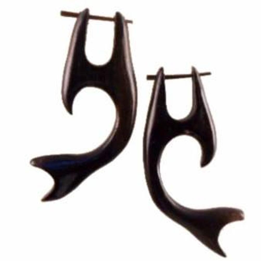 Natural Jewelry :|: Whale Tail, black. Wooden Earrings & Tribal Jewelry. | Wooden Earrings