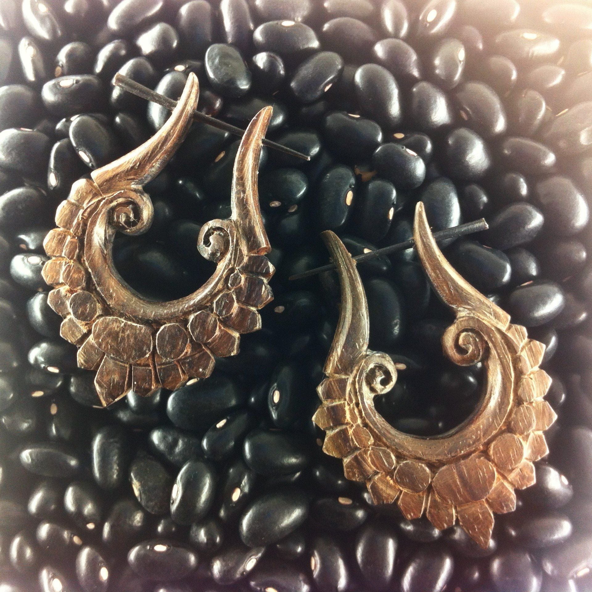 Natural Jewelry :|: Rome. Wood Earrings. Natural Rosewood, Handmade Jewelry. | Wood Earrings