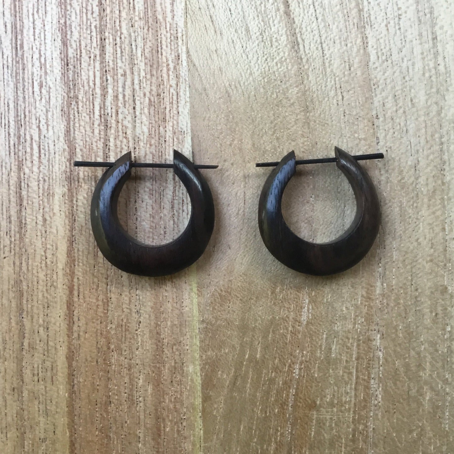 Large basic hoop. Hoop Earrings. Tropical Wood.