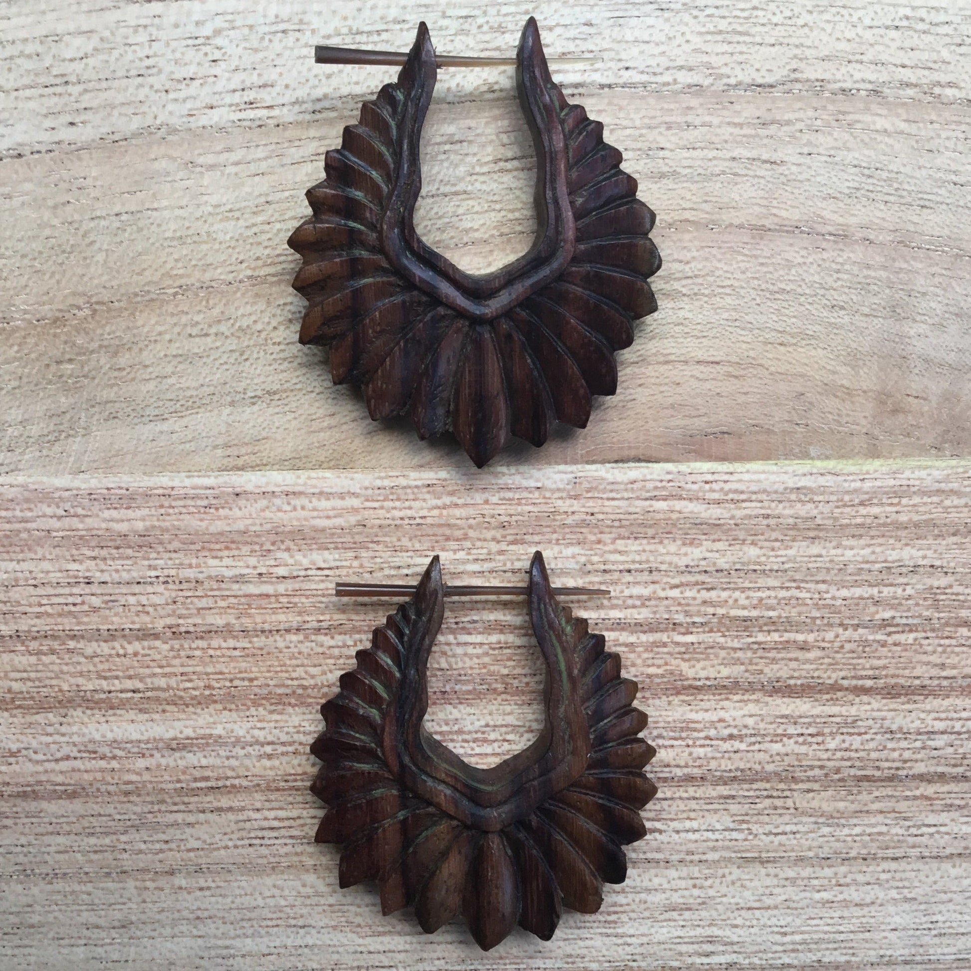 Wooden Hoop Earrings.